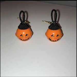 Vintage Halloween Pumpkin Dangling Jack-o-lantern Earrings